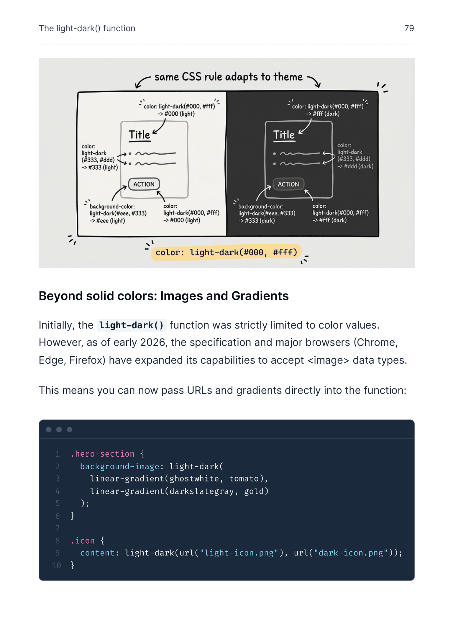 Light dark function page preview from Modern CSS for Better UX